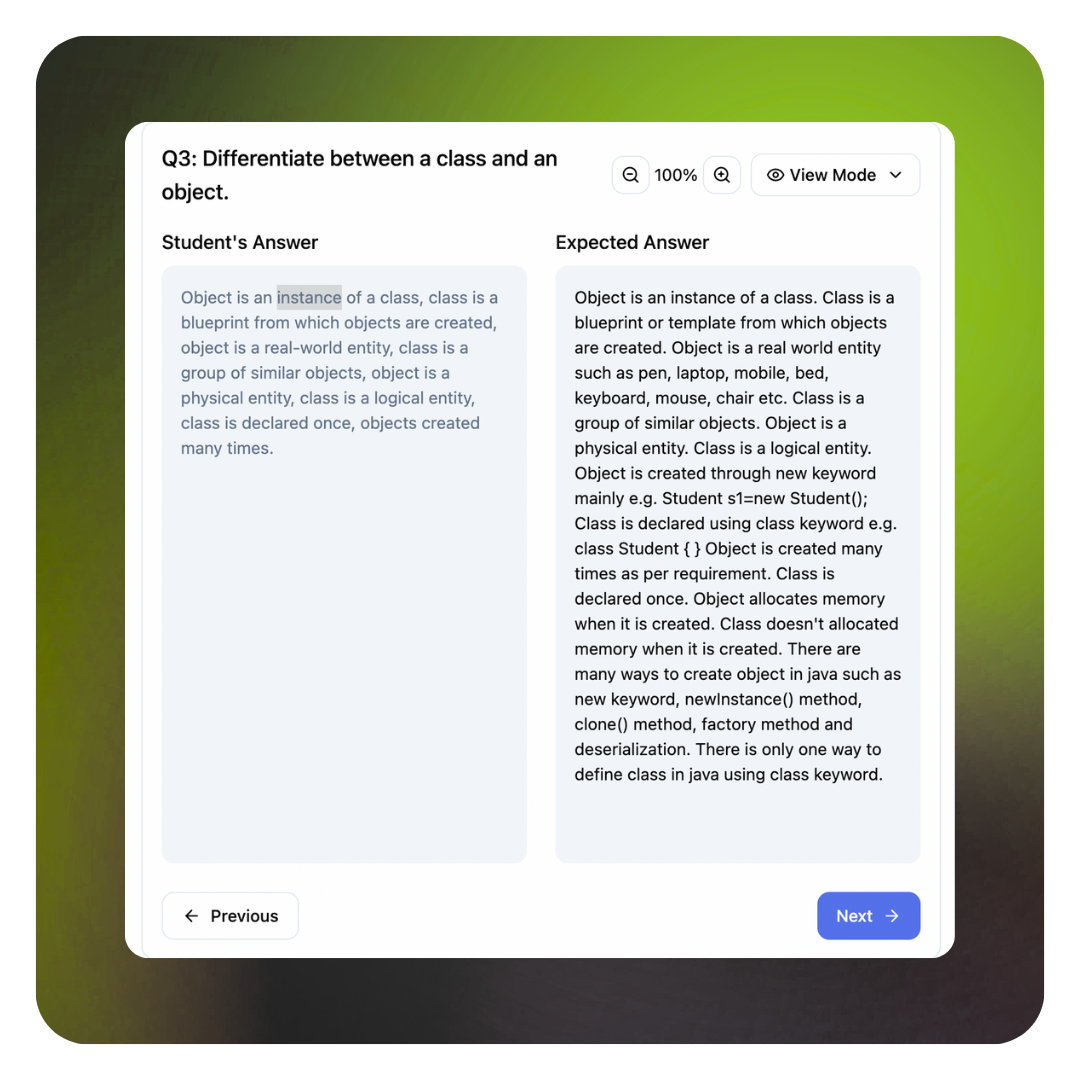 Side-by-Side Answer Review